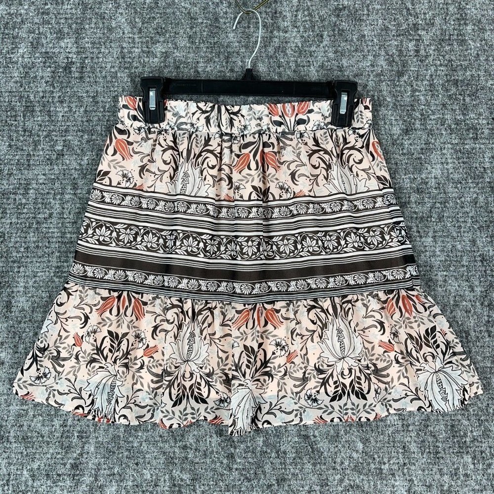 Loft Skirt Womens Small Petite Beige Flare Floral Lined Lightweight Short Mini